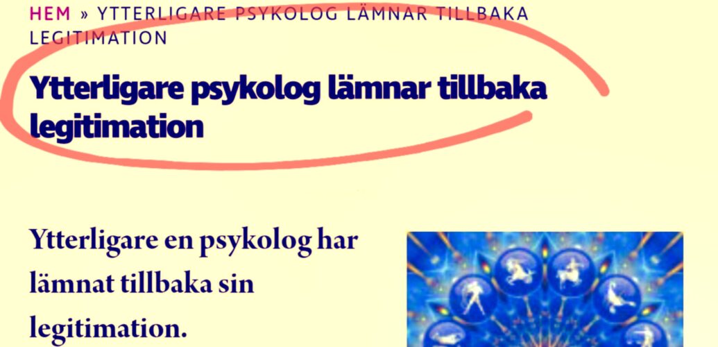 Artikel i Psykologtidningen om att psykolog lämnar tillbaka sin legitimation